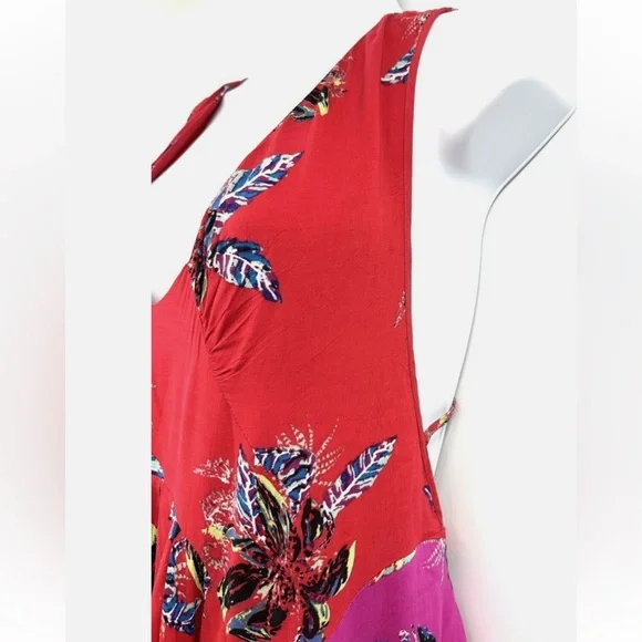 FREE PEOPLE Thought I was dreaming criss cross mini floral dress large - Picture 8 of 13